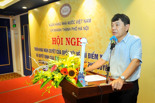 Ông Nguyễn Minh Tuấn, Giám đốc NHNN Chi nhánh TP. Hà Nội phát biểu khai mạc Hội nghị