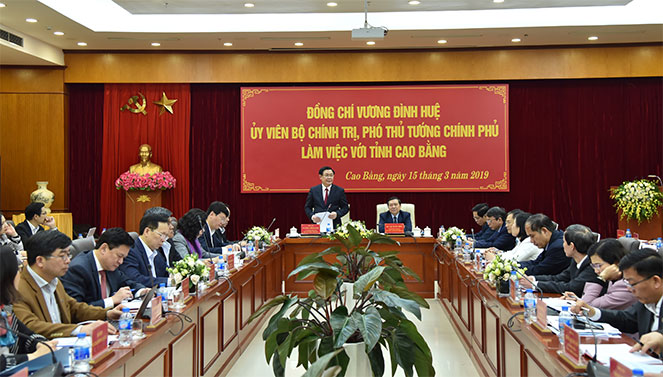 Quang cảnh buổi làm việc của Đoàn công tác với tỉnh Cao Bằng