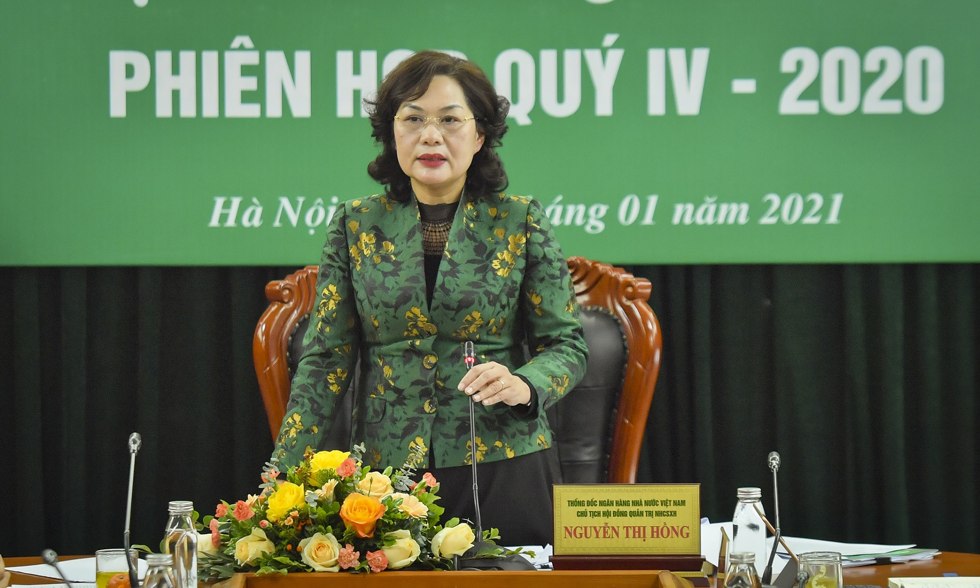 Thống đốc NHNN Nguyễn Thị Hồng phát biểu chỉ đạo phiên họp