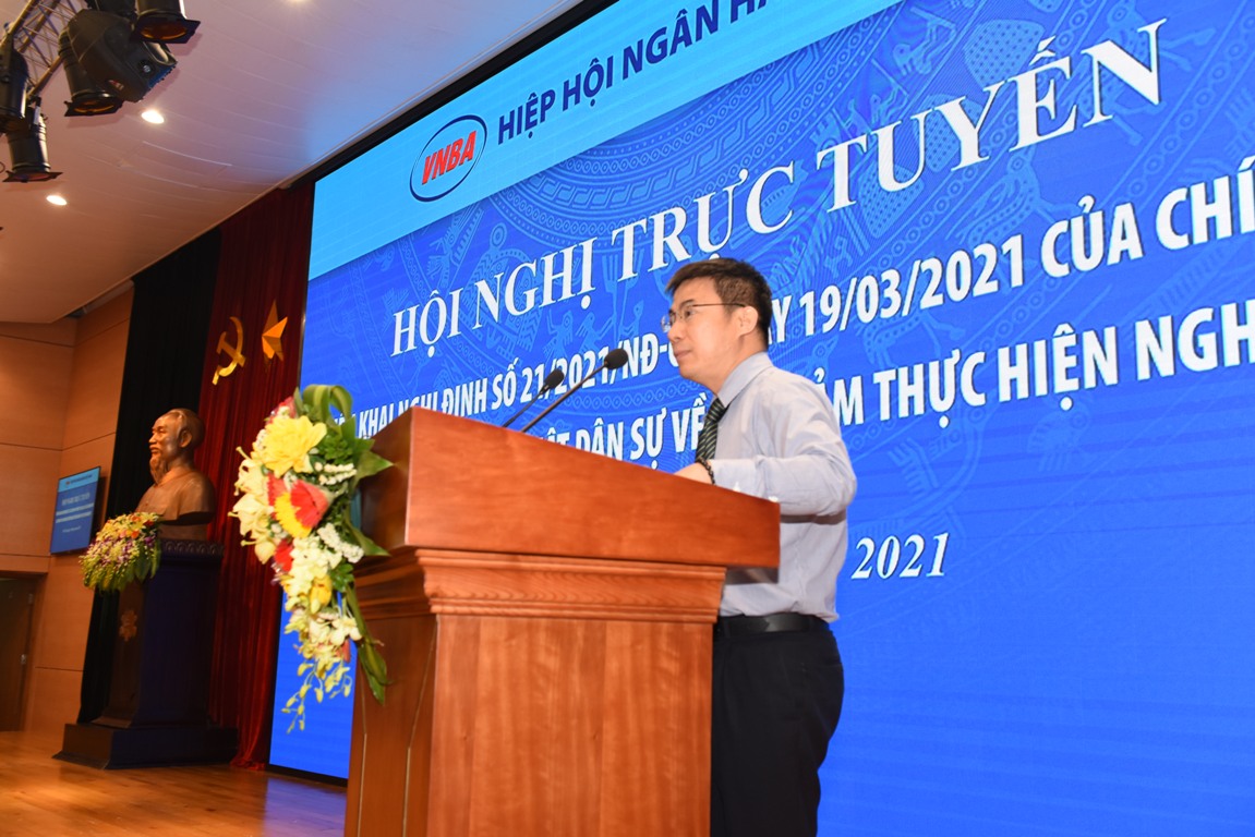 Ông Nguyễn Hồng Hải - Phó Cục trưởng Cục Đăng ký quốc gia giao dịch bảo đảm giới thiệu nội dung cơ bản của Nghị định 21