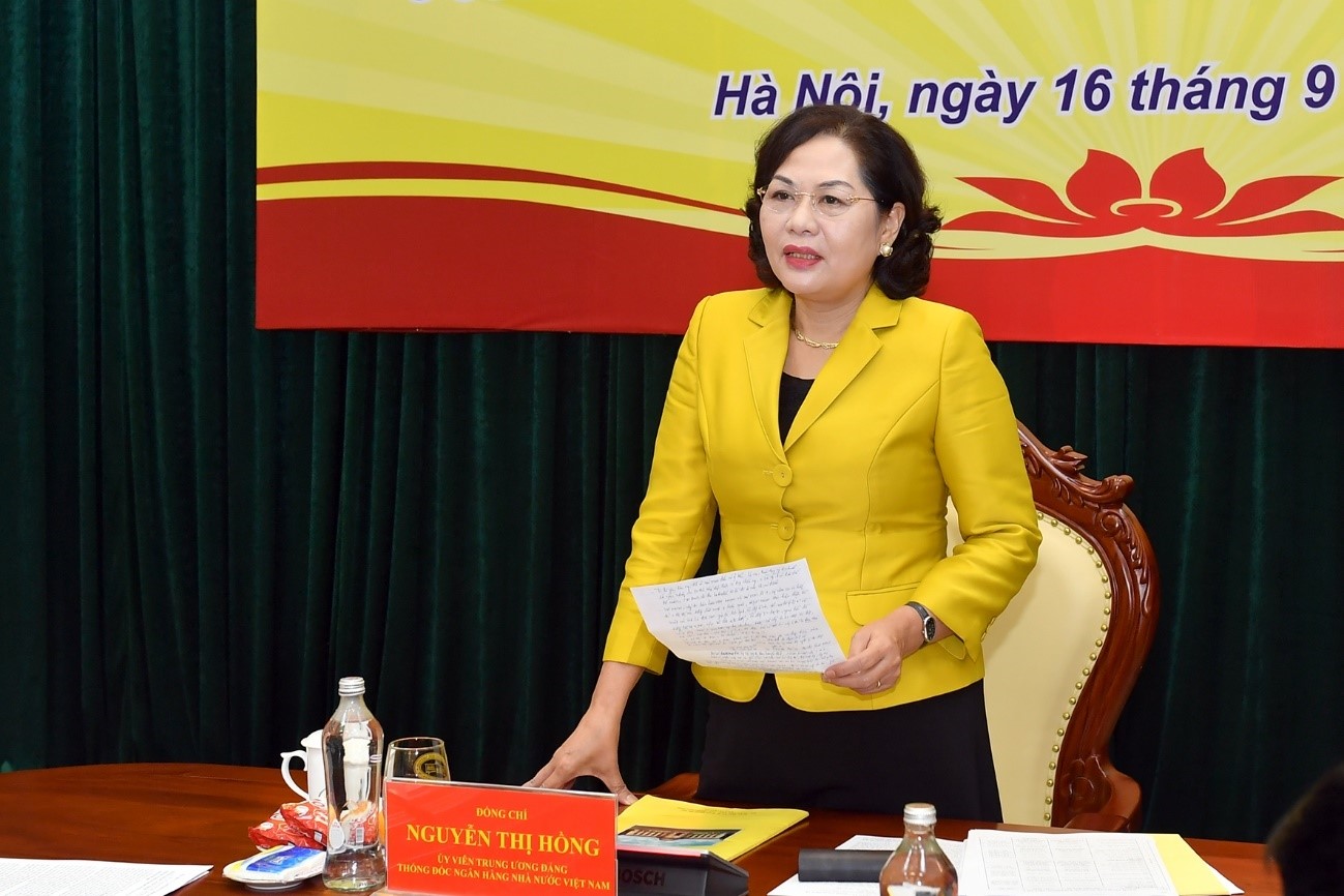 Thống đốc Nguyễn Thị Hồng điều hành Hội nghị