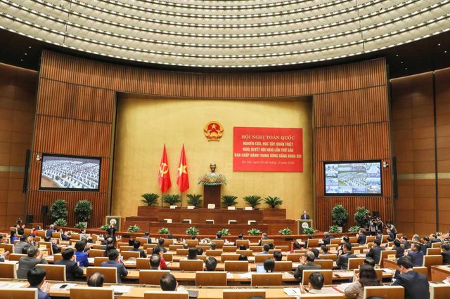 Quang cảnh Hội nghị tại điểm cầu Hội trường Diên Hồng - Nhà Quốc hội