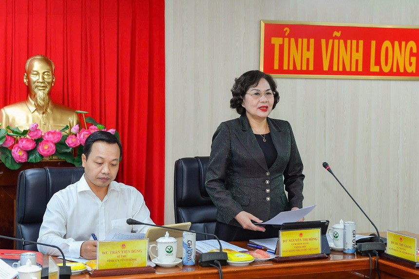Thống đốc NHNN Nguyễn Thị Hồng phát biểu tại buổi làm việc